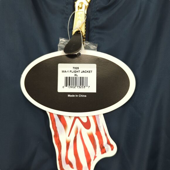 ROTHCO Men XL MA1 Flight Jacket Navy Blue Orange Bomber Nylon Reversible Utility - Picture 4 of 9